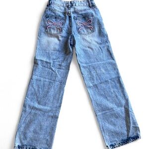 Telepatia Embroidered Bow Jeans Light Wash